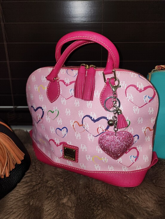 Dooney & Bourke Handbags - Dooney And Bourke Large Leather Pink Heart Dome Satchel Handbag